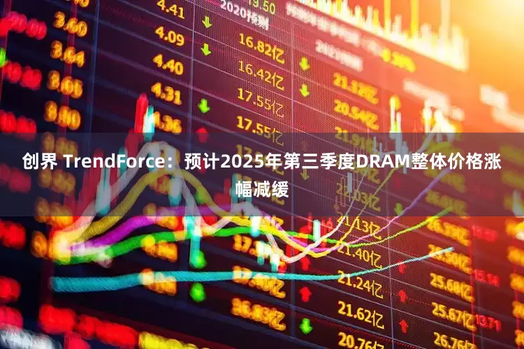 创界 TrendForce：预计2025年第三季度DRAM整体价格涨幅减缓